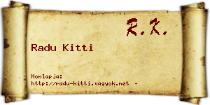 Radu Kitti névjegykártya
